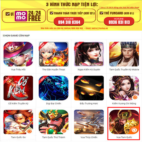 Hướng dẫn nạp thẻ Funcard | Thẻ Funtap