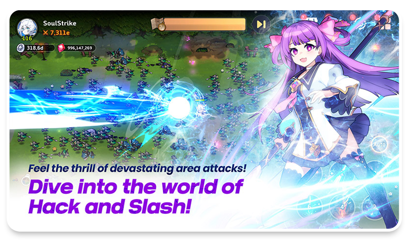 Feel the thrill of devastating area attacks! Dive into the world of Hack And Slash!
