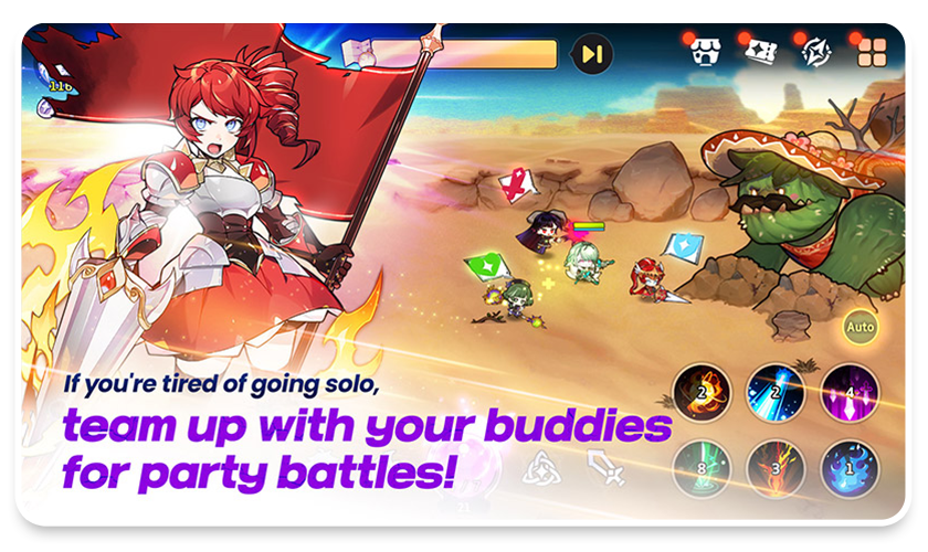 If you're tired of going solo, team up with your buddies for party battles!